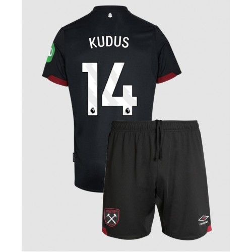 Otroški Nogometni dresi West Ham United Mohammed Kudus #14 Gostujoči 2024-25 Kratek Rokav (+ Kratke hlače)